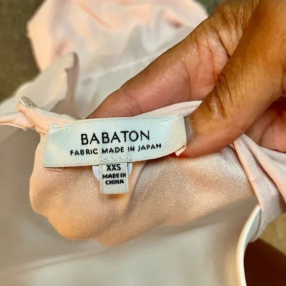 Aritzia Babaton Dress XXS Pale Pink Ruffle Sleeve‎ Drawstring Waist Casual - Picture 6 of 7